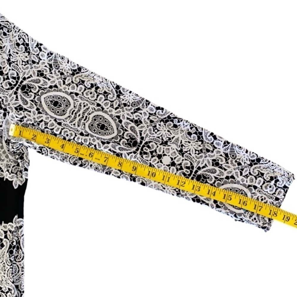INC INTERNATIONAL CONCEPTS Top Long Sleeve Lace Print Black White Women 1X - Picture 11 of 13